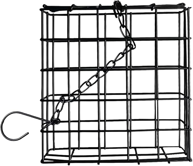 Newhouse Pet Single Cake Suet Basket Bird Feeder NHP-Suet-BLK, Small Hanging Bird Feeder for Outdoors, Suet Cake Holder for Jays, Woodpeckers, Chickadees, Wrens, and Other Birds