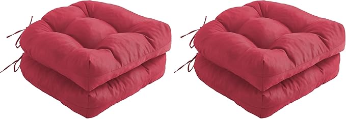 Outdoor Chair Cushions Set of 2, Patio Chair Cushions with Ties, 19x19+5” Tufted Outdoor Seat Cushions, Waterproof Patio Furniture Cushions, Outdoor Dining Chair Pads, Burgundy (Pack of 2)