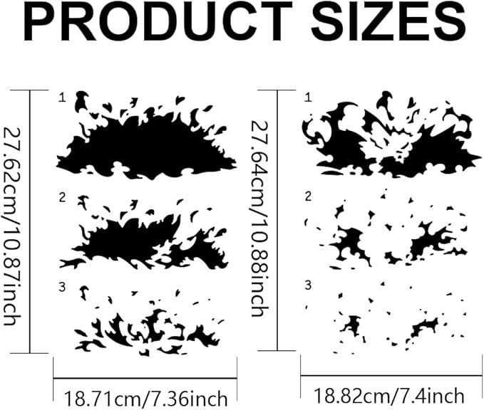 MAYJOYDIY 2 Pack Reusable Flame Stencils (11.7x8.3 inch) - Layered Fire Design Template for Painting on Wood, Canvas, Walls, Furniture - Includes Paint Brush