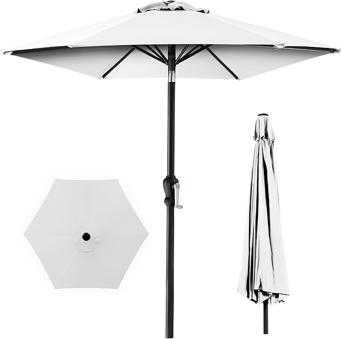 Best Choice Products 10ft Outdoor Steel Polyester Market Patio Umbrella w/Crank, Easy Push Button, Tilt, Table Compatible
