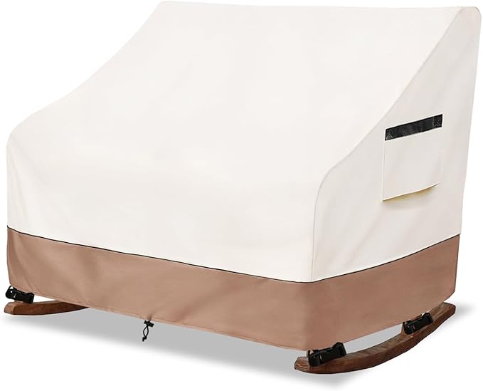 50" Double-Wide Outdoor Rocking Chair Cover, Waterproof & Dust Proof Patio Furniture Covers, Patio Chair Covers 51" W x 34" D x 45" H(Beige)
