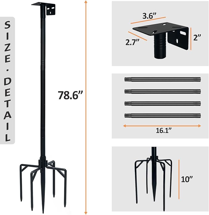 78 Inch Birds House Poles Mount Kit Pole Adjustable Heavy Duty Stand with Strong Base,Suitable for Various Types Bird House（NOT Included Bird House）