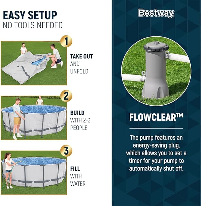 Bestway 2 Pack Steel Pro MAX Above Ground Pool Set, 14 Foot x 48 Inch Round Metal Frame, Outdoor Swimming Pool with 1,000 Filter Pump, Ladder, Cover