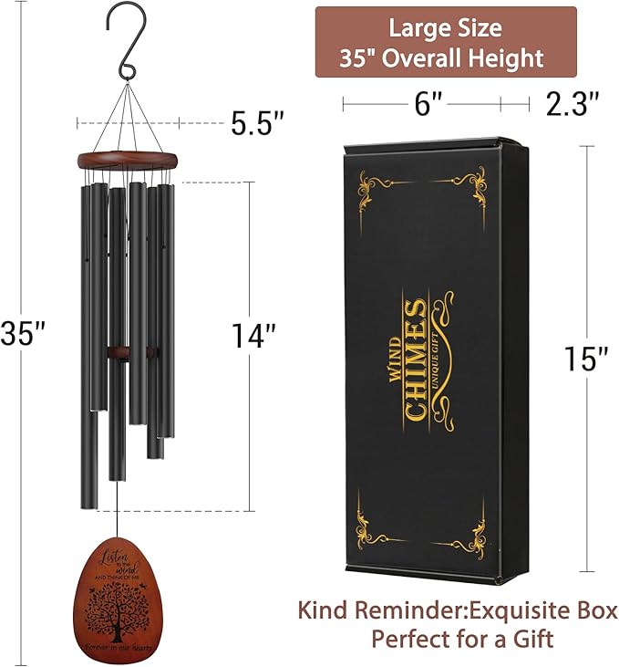 Tree of Life Memorial Wind Chimes for Loss of Loved One, Wind Chimes in Memory of a Loved One for Outside, Memorial & Sympathy Gifts for Bereavement,Condolence,Funeral