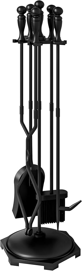 Fire Beauty Fireplace Tools Set 5 Pieces Wrought Iron Fire Tool Set for Outdoor/Indoor Fireplace Accessories Set