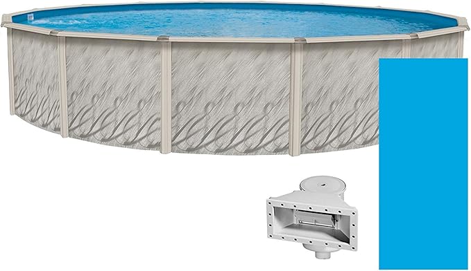 Lake Effect Pools 'Meadows Reprieve' 24' Round Above Ground Swimming Pool | 52" Inch Height | Resin Protected Steel Sided Walls | Includes a Solid Blue Overlap Pool Liner and Widemouth Skimmer