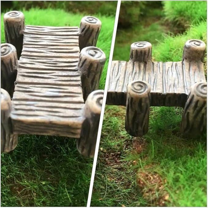 Miniature Bridge Model Decor 10Pcs Wooden Retro Garden Ornaments for Indoor Outdoor Micro Landscaping Fairy Yard Accessories
