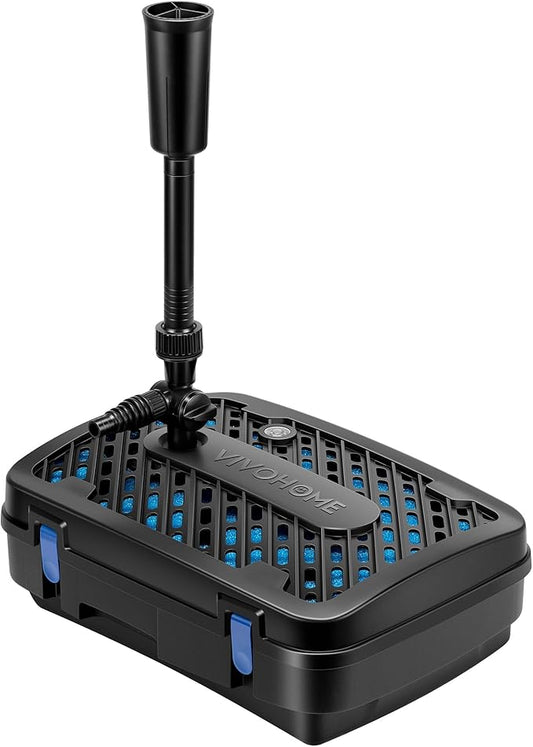 VIVOHOME All-in-One Pond Filter Fountain System Kits, 260 GPH Submersible Water Pump for Ponds up to 790 Gallons