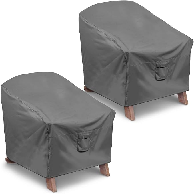 Vailge Patio Adirondack Chair Covers, Heavy Duty Patio Chair Cover, Waterproof Outdoor Lawn Patio Furniture Covers (Standard - 2 Pack, Grey)