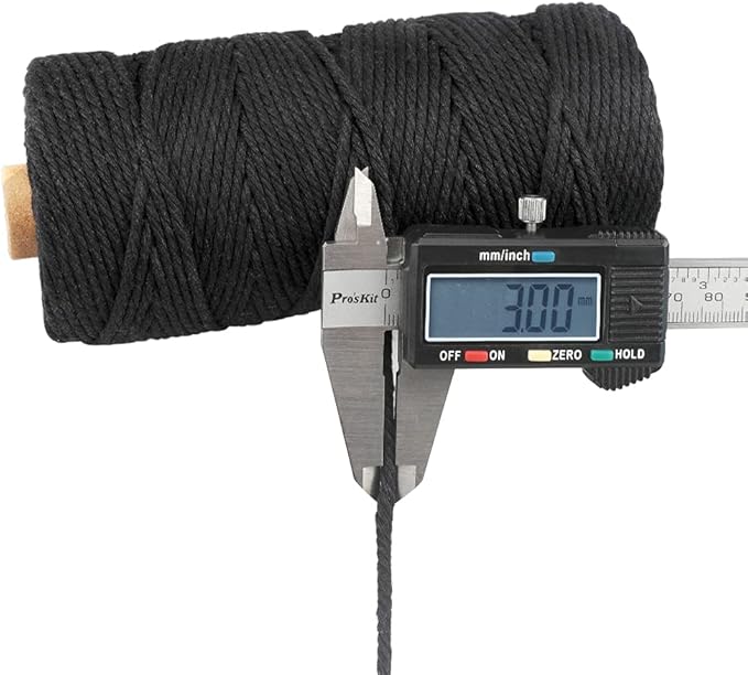 G2PLUS Black Cotton String, 3MM 328 Feet Natural Cotton String for Crafts, Bakers Twine, Halloween, Christmas Gift Wrapping