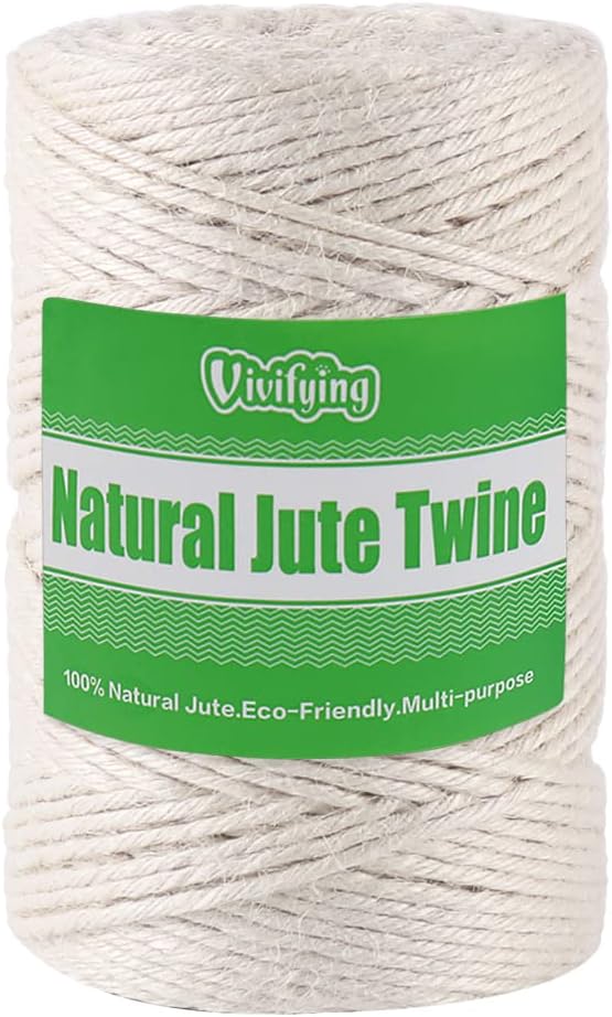 Vivifying 3mm White Twine, 328 Feet 3Ply Natural Jute Twine String for Crafts, Wedding Decoration, Arts, Gift Wrapping, Packing and Hanging