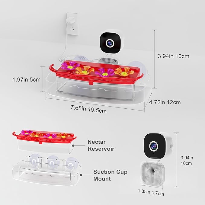 Smart Window Hummingbird Feeder with Camera & AI, 2K HD Live View, Ant Moat & Secure Suction Mount - The Ultimate Gift for Humming Bird Lovers