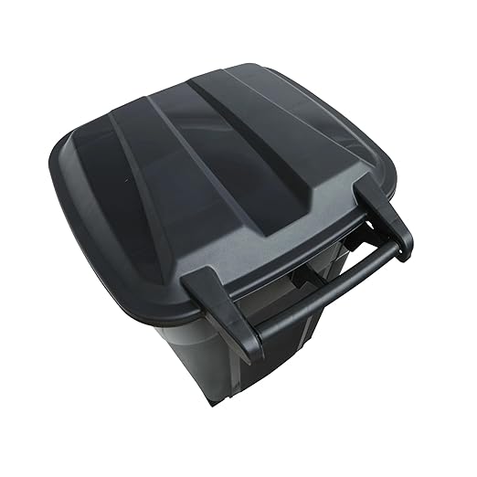 32-Gallon Plastic Trash Can with Attached Lid and Wheels, 120 Liter Outdoor Garbage Bin, Black