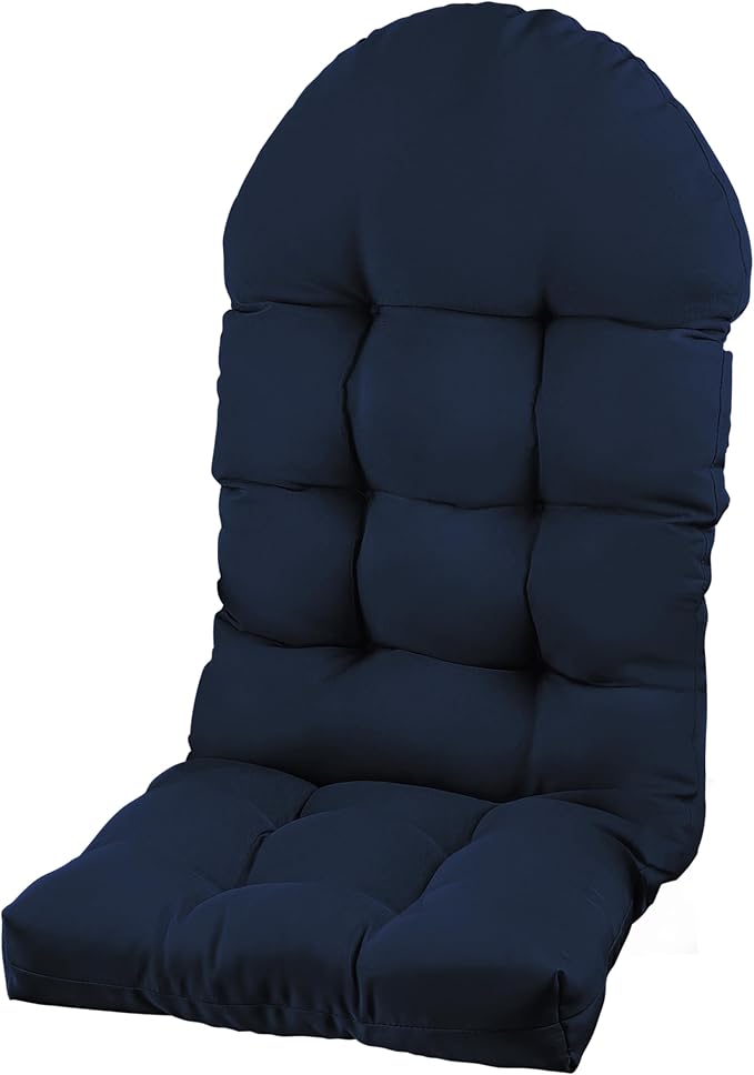 Large Adirondack Chair Cushion, Rocking Chair Cushion 50x20.8x4 inch, High Back Patio Cushions of Upper and Lower with Ties, Sunscreen and Fade-Resistant (Dark Blue, 1)