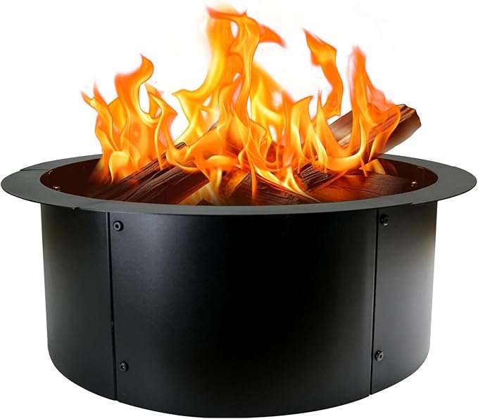 24" Extra Thickened Galvanized Fire Ring for Outside Wood Burning, Heavy-Duty Above- and In-ground Fire Pit Ring,Perfect Accessory for Backyard Garden and Family Gatherings