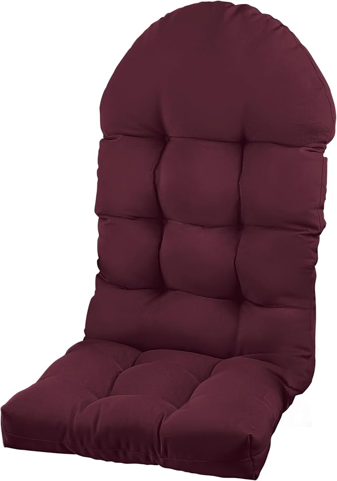 Large Adirondack Chair Cushion, Rocking Chair Cushion 50x20.8x4 inch, High Back Patio Cushions of Upper and Lower with Ties, Sunscreen and Fade-Resistant (Beaujolais, 1)