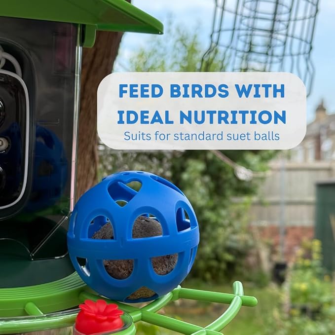 Blue Suet Balls Holder Cage – Bird Suet Feeder fits Smart Feeders for Cardinals, Woodpeckers, More – Durable Blue Bird Feeder Holder – Easy Install Feeders for Outside Hanging by Tezna Treasures