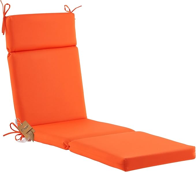Outdoor Chasie Lounge Tufted Thick Cushion with Ties,Replacement Wicker Chair Cushion for Paito Fruniture,72x21x3inches,All Weather,Orange