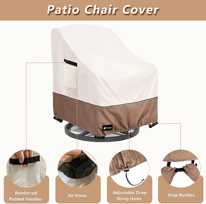 Outdoor Swivel Rocker Chair Cover 2Pack, Waterproof Rocking Chair Covers, All-Weather Protection Outdoor Lawn Patio Furniture Covers for Patio Chair 35" W x 38" D x 32" H, Beige