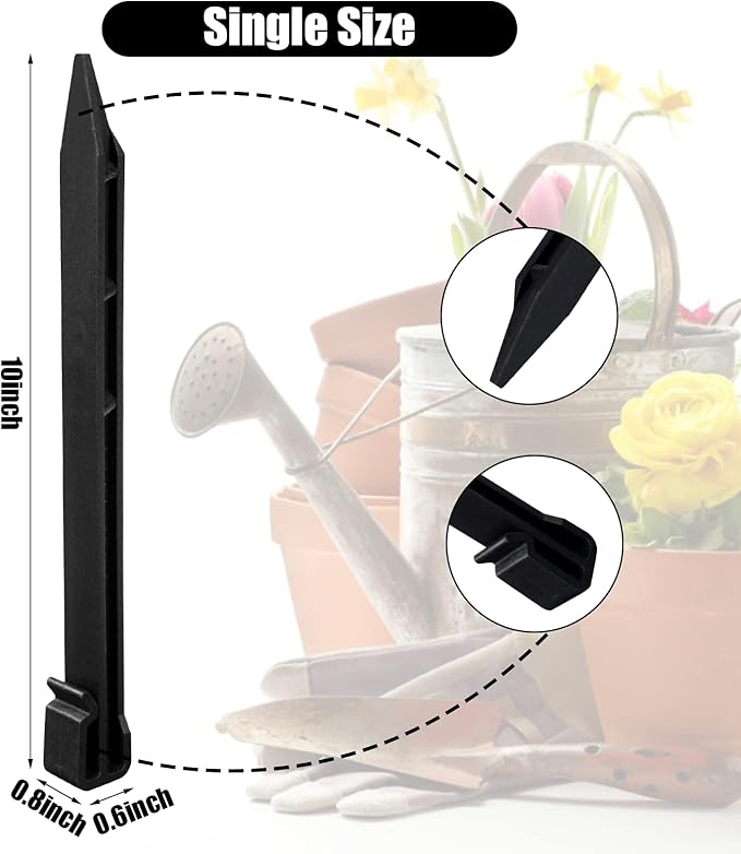 50 PCS Plastic Landscape Stakes, 10 Inch Plant Support Lawn Stake Heavy Duty for Landscaping and Garden