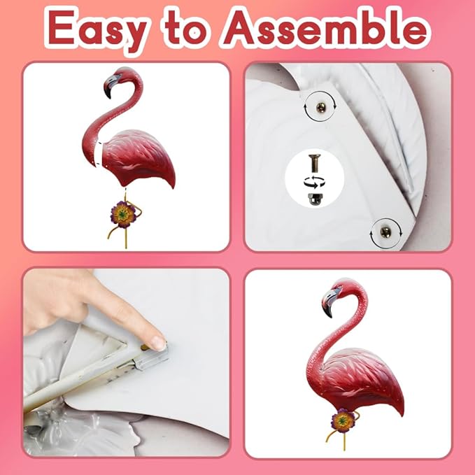 Large Pink Flamingo Wall Decor-Tropical Bird Decor for Indoor Outdoor, Metal Flamingo Outdoor Wall Art Decor Rust-Resistant, Wall Hanging Present for Garden & Home Decor