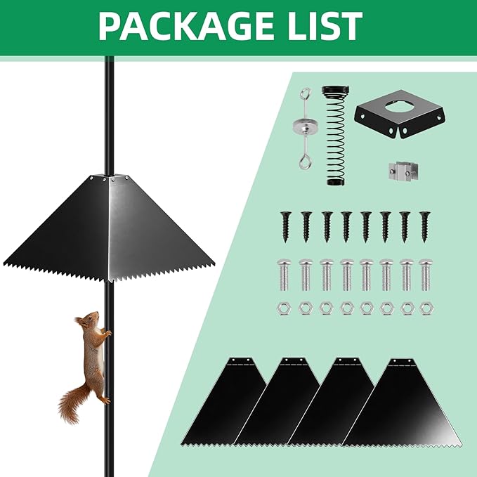 MIXXIDEA Squirrel Baffle for Bird Feeder Pole, Metal Pole Mount Bird House Guard, Squirrel Baffle for 4x4 Post (Black)