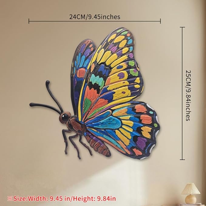 ZZHMASPLAY 3Pcs Bee Ladybug Butterfly Metal Wall Decor,9.84" Outdoor Hanging Wall Art Sculptures Decoration for Room Fence Garden Yard Patio Balcony