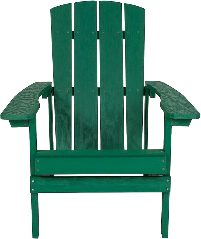 Flash Furniture Charlestown Poly Resin Adirondack Chair - Green - All Weather - Indoor/Outdoor - Set of 2