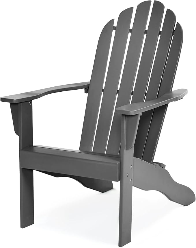 Tangkula Adirondack Chair, Acacia Wood Adirondack Lounger Chair, Outdoor Armchairs with Slatted Seating, Weather Resistant