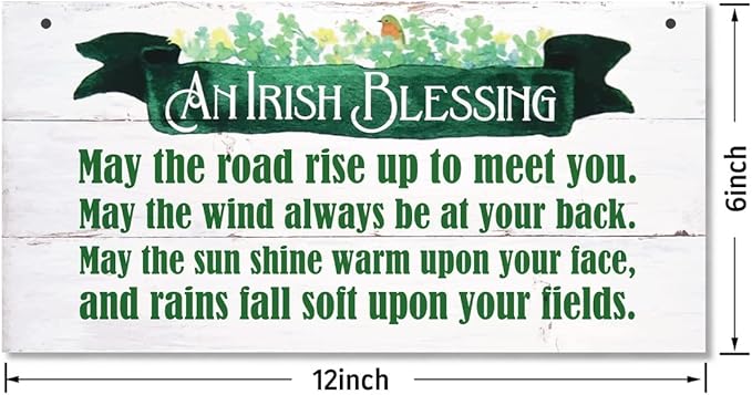 Hanging St. Patricks Day Wood Decor Sign, An Irish Blessing Printed Wood Wall Art Sign, May The Road Rise Up To Meet You. Irish Home Signs Decor, Hanging Door Wood Sign, St Patricks Day Décor