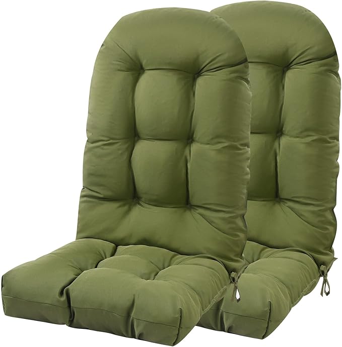 Adirondack Chair Cushions Set of 2, High Back Patio Chair Cushions 48 x 19.7 x 4.7 Inch, Indoor/Outdoor Thickened Rocking Chair Cushion, Fade-Resistant & Waterproof (Moss Green)