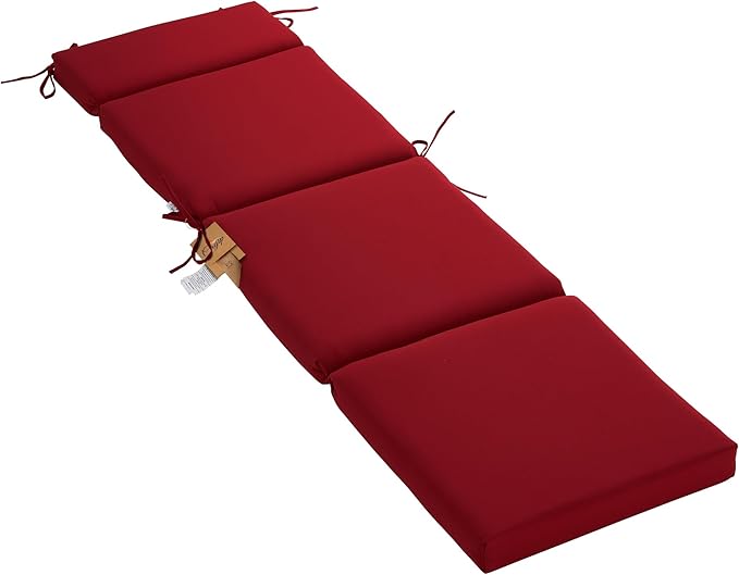 Outdoor Chasie Lounge Tufted Thick Cushion with Ties,Replacement Wicker Chair Cushion for Paito Fruniture,72x21x3inches,All Weather,Burgundy
