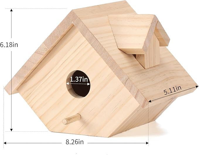 Bird House for Outside-Wren Bird House for Outdoor-Wooden Birdhouse for Outdoors Hanging Bluebird House for Cardinals for Garden Viewing (Wooden, Set of 1)