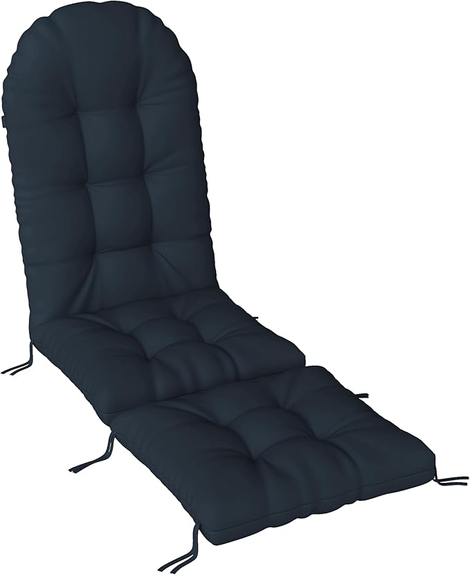 Adirondack Chair Cushion with Ottoman, Folding Adjustable Adirondack Seat Cushions, Waterproof Adirondack Patio Chair Pads for Garden, Deck, or Poolside, Large-Dark Blue-1
