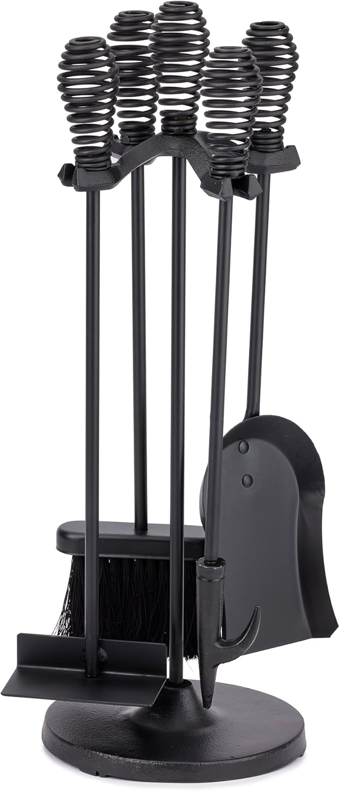 UniFlame 5-Piece Black Fireplace Tools Set with Spring Handles (F-1032)