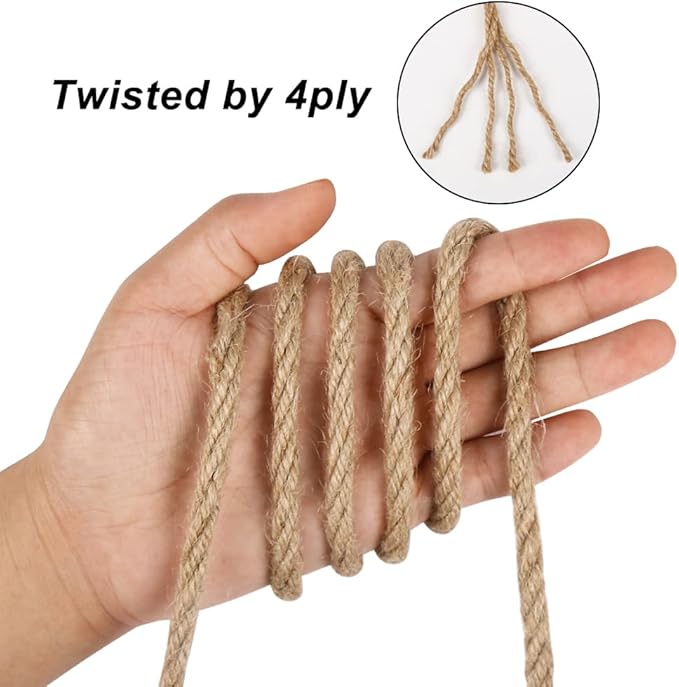 Vivifying 6mm Jute Rope, 132 Feet Strong Natural Jute Twine for Crafts, Cat Scratching Post, Garden Plants, Bundling and Hanging (Brown)