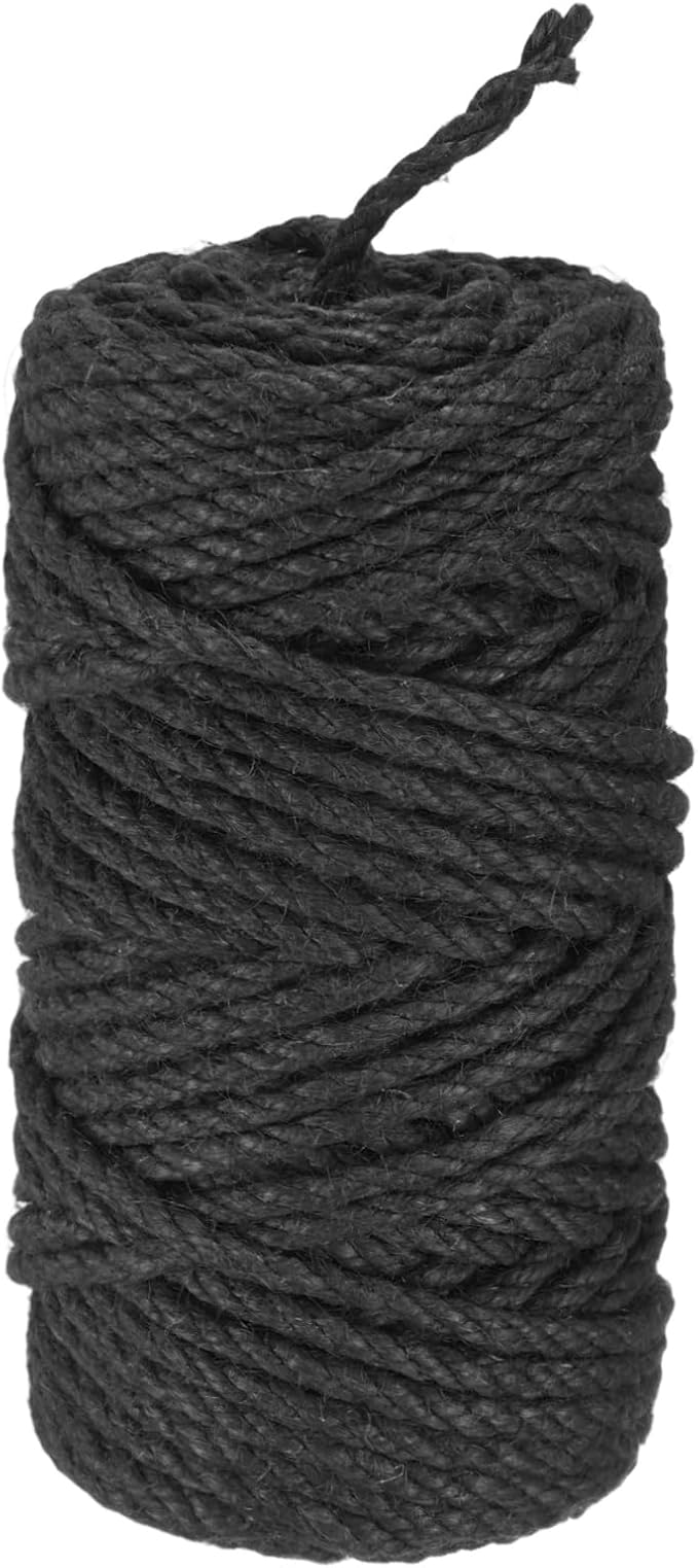 1-Pack Natural Jute Twine String, 4.5mm x 164ft/50m Long Garden Twine String for Crafts/Gift Wrapping/Gardening Plants, Durable Plant Ties Thick Rope [Black]