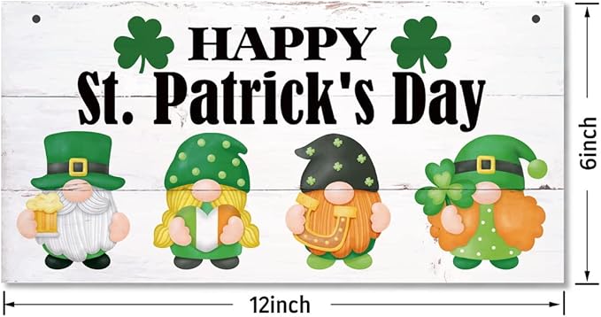 Hanging St. Patrick's Day Gnome Wood Decor Sign, Irish Home Sign, Rustic Farmhouse Decor