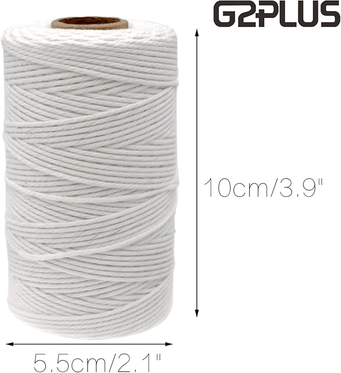 G2PLUS White String, Cotton Bakers Twine, 328 Feet 2MM Natural White Cotton String for Crafts, Gift Wrapping Twine, Home Decor, Gift Packaging