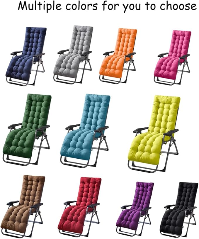 Patio Chaise Lounger Cushion, Lounge Chair Recliners Chair Cushions, Rocking Chair Sofa Cushion with 6 Ties,Thick Padded Swing Bench Cushion，61x18.89x3.14in (Sky blue)