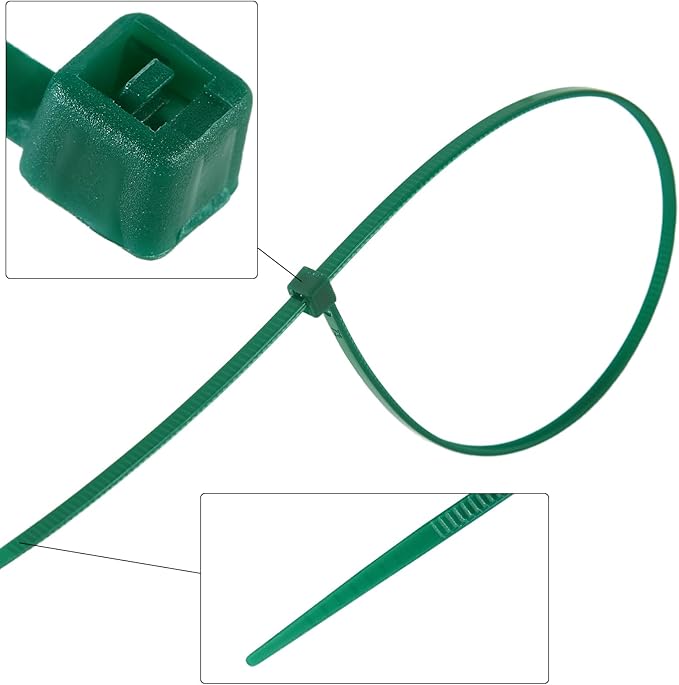 8 inch 3mm Dark Green Nylon Garden Cable Zip Ties Self Locking Cable Ties Twist Ties, Multi-Purpose Cable Tie(100 Pcs)