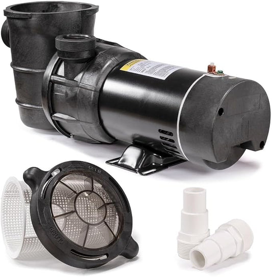 XtremepowerUS 1.5HP Above Ground Swimming Pool Pump 2-Speed Pump Spa 1.5" inch High Flow Dual Speed Self Filter Basket w/ Pool Hose Adapter