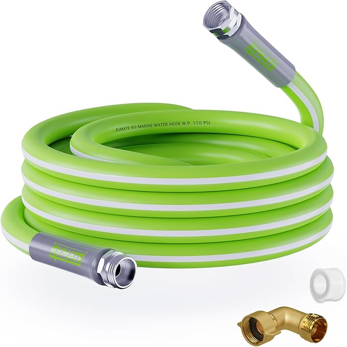 RVMATE RV Water Hose 25FT, 5/8” Inner Diameter Drinking Water Hose Lead-free, No Leaking Garden Hose For RV/Trailer/Camping, RV Accessories