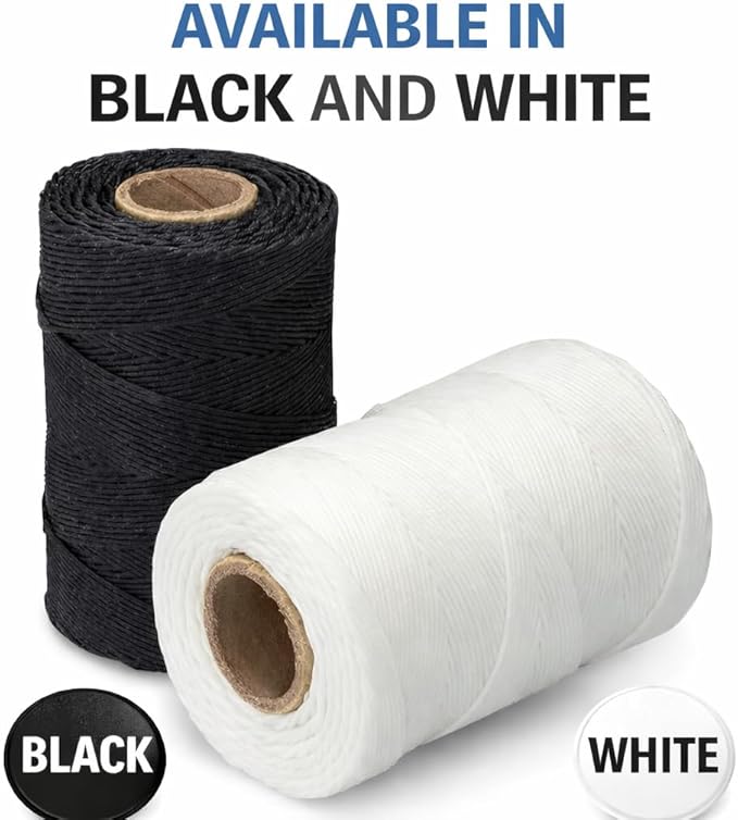 Waxed Twine 160 LBS Tensile Strength (5-Rolls) 1,005 feet Rolls | 9-ply | 100% Polyester | Black Cable Tie Down Wax Lacing Cord