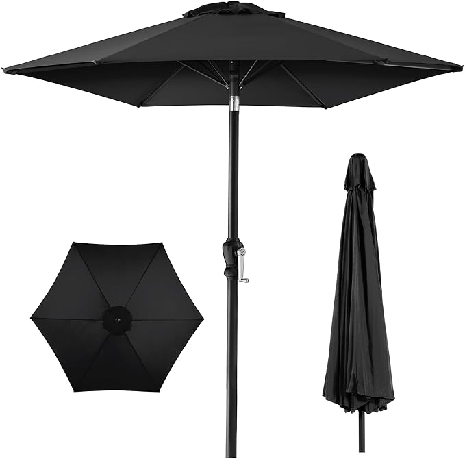 Best Choice Products 10ft Outdoor Steel Polyester Market Patio Umbrella w/Crank, Easy Push Button, Tilt, Table Compatible