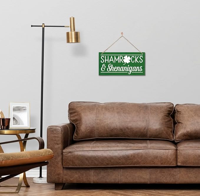 Funny St Patricks Day Wood Decor Sign, Shamrocks and Shenanigans Printed Wood Wall Art Sign, Home Signs Decor, Hanging Door Wood Sign, Irish Sign, St Patricks Day Decor, Rustic Farmhouse Wood Sign