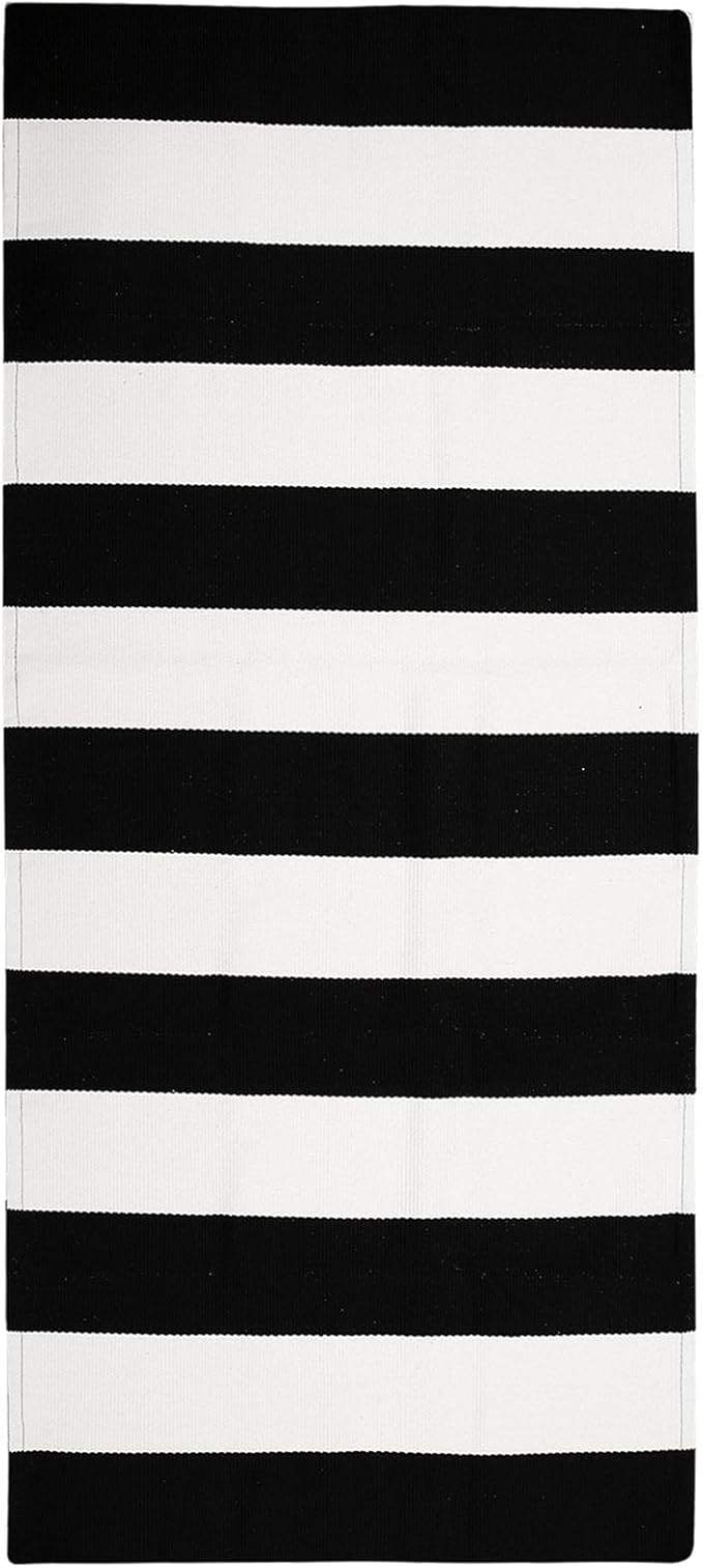 IOHOUZE Black White Striped Rug -2x4.3 Front Door Mats Outdoor,Washable Rug for Front Porch Decor,Spring Summer Welcome Mats Outdoor Indoor, Doormat for Farmhouse/Entryway/Home Entrance