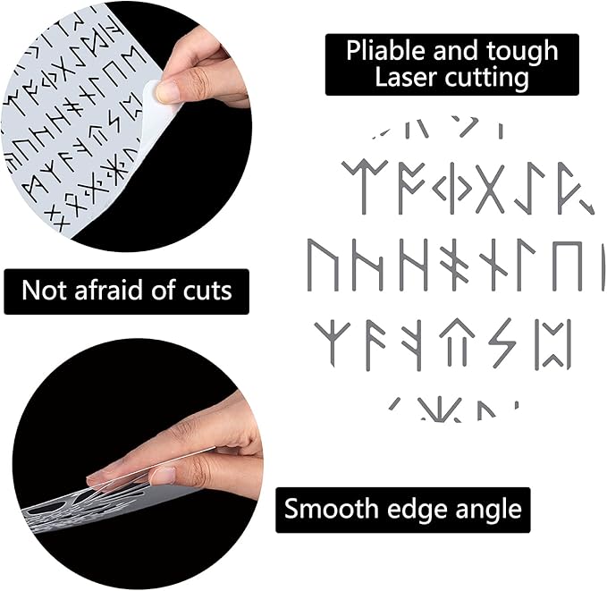 GORGECRAFT 12"X12"Ancient Alphabet Stencil Runes Elder Templates Reusable Plastic Drawing Painting Stencils Template for Painting on Card Wall Fabric Tile Canvas Crafts DIY Home Decor