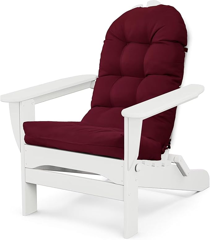 Adirondack Chair Cushion, Waterproof Outdoor High Back Seat Cushions for Patio Rocking Chairs, Thick Tufted Replacement Pads for Porch Lawn Indoor Dining Desk Wicker Furniture, Burgundy