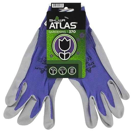 SHOWA Atlas 370 Nitrile Palm Coated General Purpose Work Gloves with Nylon Liner, Purple, Medium (1 Pair)